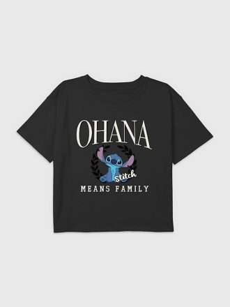 Kinder Lilo und Stitch Ohana Means Family Graphic Boxy Crop Tee