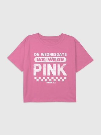 Kinder Mean Girls On Wednesdays We Wear Pink Graphic Boxy Crop Tee