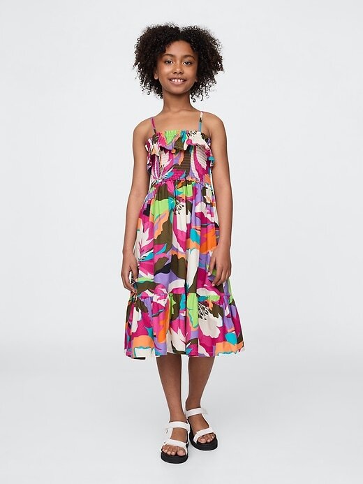 Kinder Midikleid mit gesmokten Rüschen Kinder Midikleid mit gesmokten Rüschen