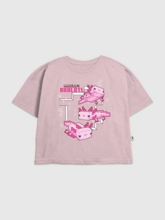 Kinder Minecraft Axolotl Grafik T-Shirt