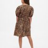 Kinder-Popeline-Kleid mit Puffärmeln und Leopardenmuster Kinder-Popeline-Kleid mit Puffärmeln und Leopardenmuster