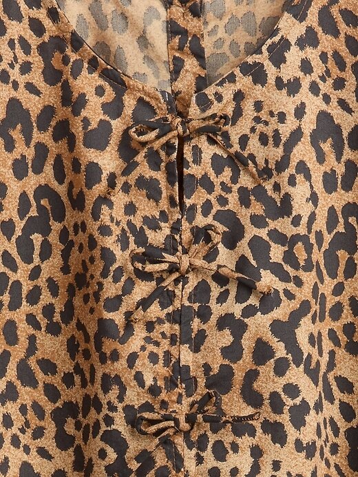 Kinder-Popeline-Kleid mit Puffärmeln und Leopardenmuster Kinder-Popeline-Kleid mit Puffärmeln und Leopardenmuster