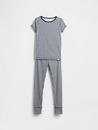Kinder-Pyjama-Set aus gebürsteter Bio-Baumwolle mit Vichy-Karomuster