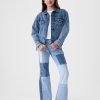 Kinder-Schlagjeans im Patchwork-Stil mit hohem Bund im 70er-Jahre-Stil