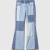 Kinder-Schlagjeans im Patchwork-Stil mit hohem Bund im 70er-Jahre-Stil