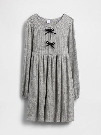 Kinder Softspun Rib Kleid mit Schleife vorne