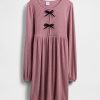Kinder Softspun Rib Kleid mit Schleife vorne Kinder Softspun Rib Kleid mit Schleife vorne