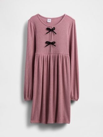Kinder Softspun Rib Kleid mit Schleife vorne