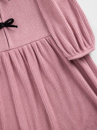 Kinder Softspun Rib Kleid mit Schleife vorne