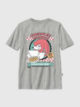 Kinder Sonic The Hedgehog Knuckles Pizza Grafik T-Shirt Kinder Sonic The Hedgehog Knuckles Pizza Grafik T-Shirt