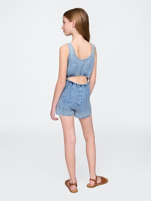 Kinder-Strampler aus Crinkle-Gaze-Denim Kinder-Strampler aus Crinkle-Gaze-Denim