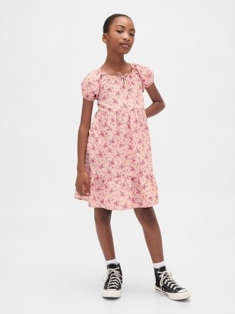 Kinder-Stufenkleid mit Puffärmeln