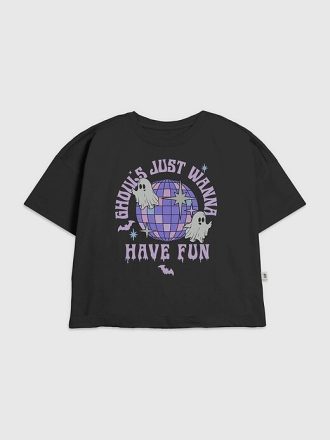 Kinder-T-Shirt mit Disco-Geister-Grafik