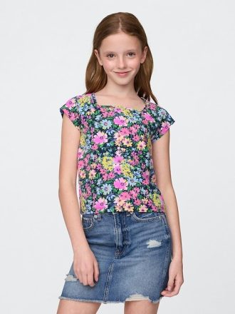 Kinder-T-Shirt mit eckigem Ausschnitt