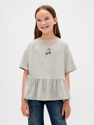 Kinder T-Shirt mit grafischem Schößchenmuster