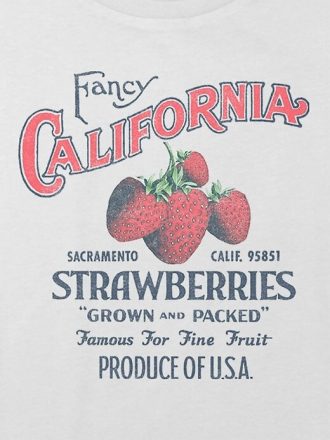 Kinder-T-Shirt mit kalifornischen Erdbeeren und Grafik im kastenförmigen Schnitt