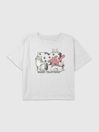 Kinder-T-Shirt mit MTV Cats-Grafik und kastenförmigem Crop-Shirt