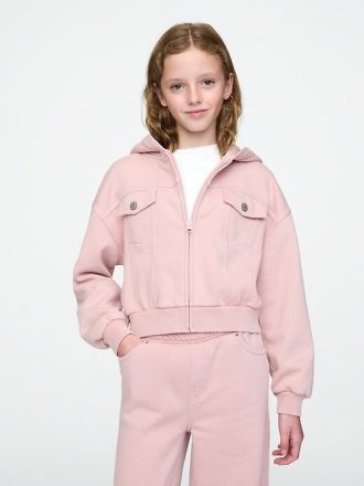 Kinder VintageSoft Crop Hoodie mit Reißverschluss