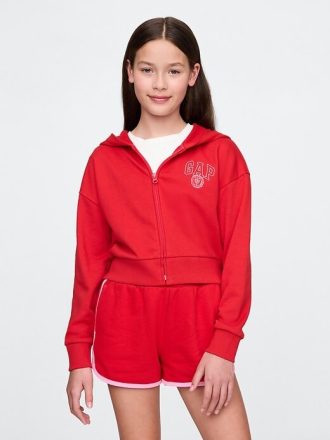 Kinder VintageSoft Crop Hoodie mit Reißverschluss