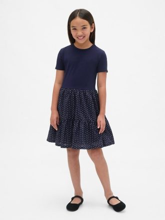 Kinder-Volantkleid aus gemischten Materialien