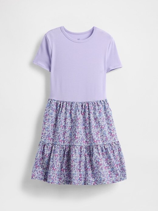 Kinder-Volantkleid aus gemischten Materialien Kinder-Volantkleid aus gemischten Materialien