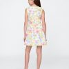 Kinderkleid aus Leinen-Baumwolle mit Blumenmuster Kinderkleid aus Leinen-Baumwolle mit Blumenmuster
