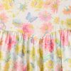 Kinderkleid aus Leinen-Baumwolle mit Blumenmuster Kinderkleid aus Leinen-Baumwolle mit Blumenmuster