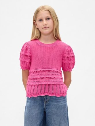 Kinderpullover mit gewelltem Muster und verschiedenen Maschen