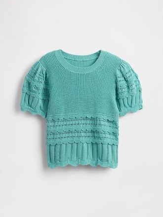 Kinderpullover mit gewelltem Muster und verschiedenen Maschen