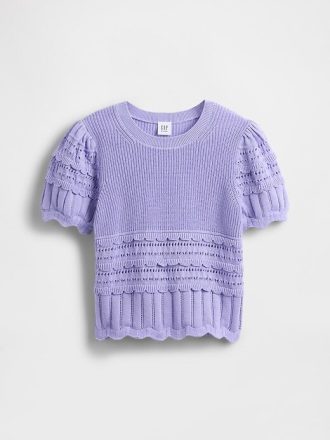 Kinderpullover mit gewelltem Muster und verschiedenen Maschen