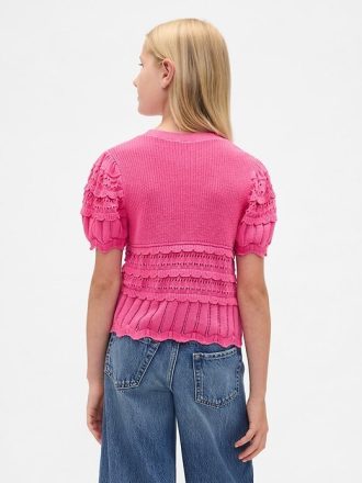 Kinderpullover mit gewelltem Muster und verschiedenen Maschen