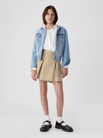 Kinderuniform, plissierter Khaki-Skort