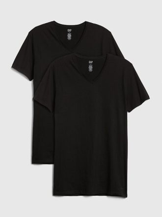 Klassisches T-Shirt mit V-Ausschnitt (2er-Pack)