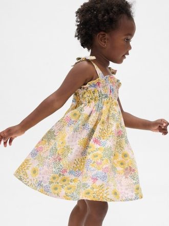Kleid aus Baumwollgaze mit Schleifenträgern für Babys und Kleinkinder