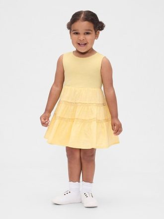 Kleid aus Mischgewebe mit Spitzenbesatz für Babys und Kleinkinder
