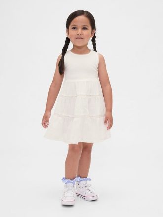 Kleid aus Mischgewebe mit Spitzenbesatz für Babys und Kleinkinder