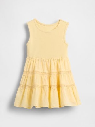 Kleid aus Mischgewebe mit Spitzenbesatz für Babys und Kleinkinder
