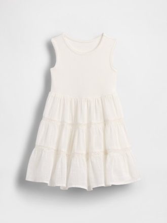 Kleid aus Mischgewebe mit Spitzenbesatz für Babys und Kleinkinder