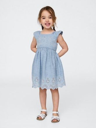 Kleid mit Lochstickerei für Babys und Kleinkinder