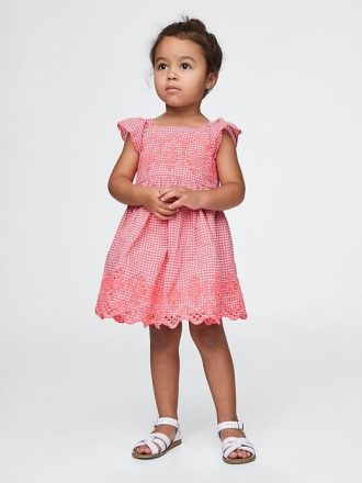 Kleid mit Lochstickerei für Babys und Kleinkinder