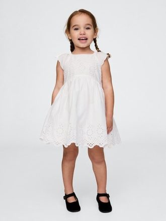 Kleid mit Lochstickerei für Babys und Kleinkinder