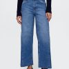 Knöchellange Jeans mit weitem Bein und hohem Bund Knöchellange Jeans mit weitem Bein und hohem Bund