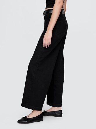 Knöchellange Jeans mit weitem Bein und hohem Bund
