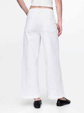 Knöchellange Jeans mit weitem Bein und hohem Bund