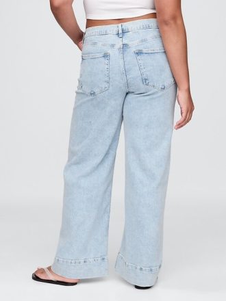 Knöchellange Jeans mit weitem Bein und hohem Bund