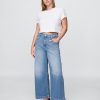Knöchellange Jeans mit weitem Bein und hohem Schritt Knöchellange Jeans mit weitem Bein und hohem Schritt