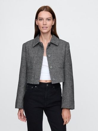 Kurze Jacke mit Fischgrätenmuster