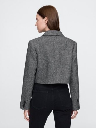 Kurze Jacke mit Fischgrätenmuster