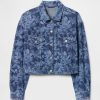 Kurze Jeansjacke mit Blumenmuster und Symbol Kurze Jeansjacke mit Blumenmuster und Symbol