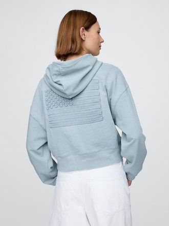 Kurzer Americana-Hoodie aus French Terry